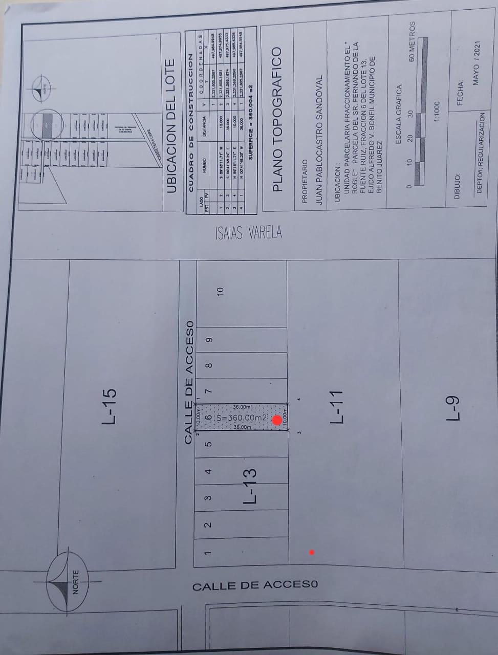 Terreno de 10 x 36 en El Roble